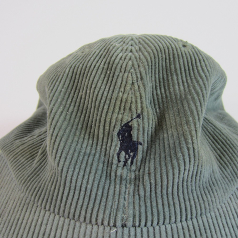 vintage ralph lauren polo corduroy hat leather adjustable strap green - Picture 2 of 7